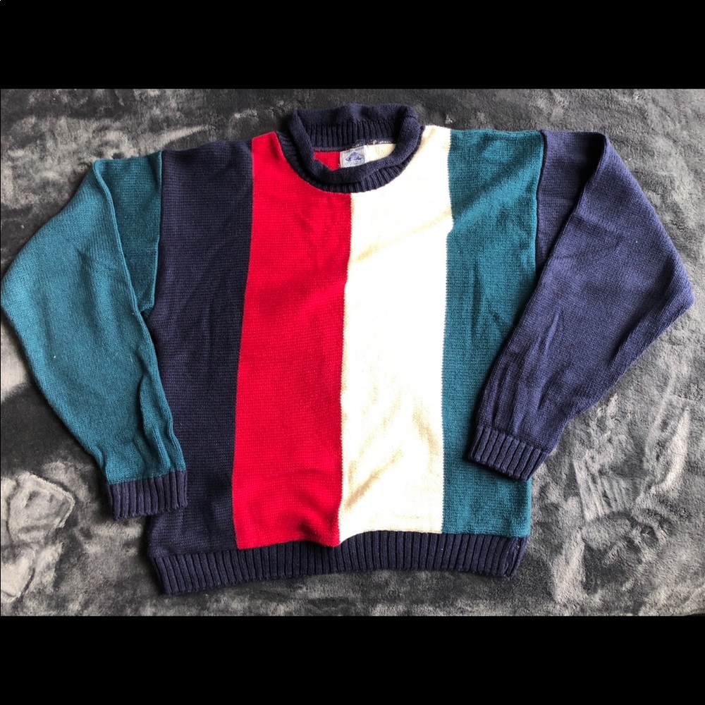 Vintage Sweater | Knit Sweater | Tricolor